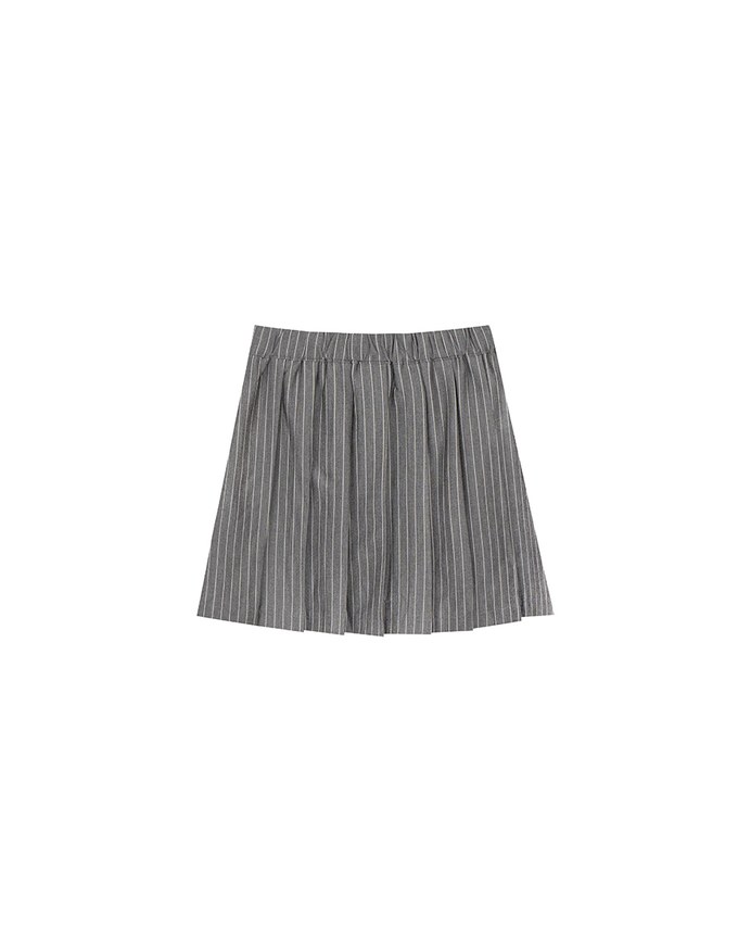 High Waisted Pinstripe Pleated Mini Skirt
