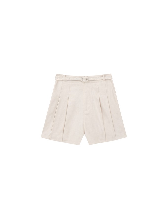 Classic High Waisted Pleated Shorts (with Belt)