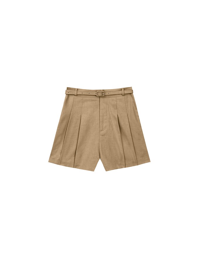 Classic High Waisted Pleated Shorts (with Belt)