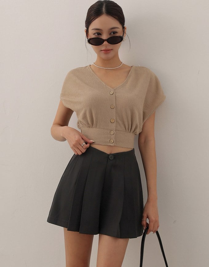 AIRY HOURGLASS High Waist Pleated A Line Shorts