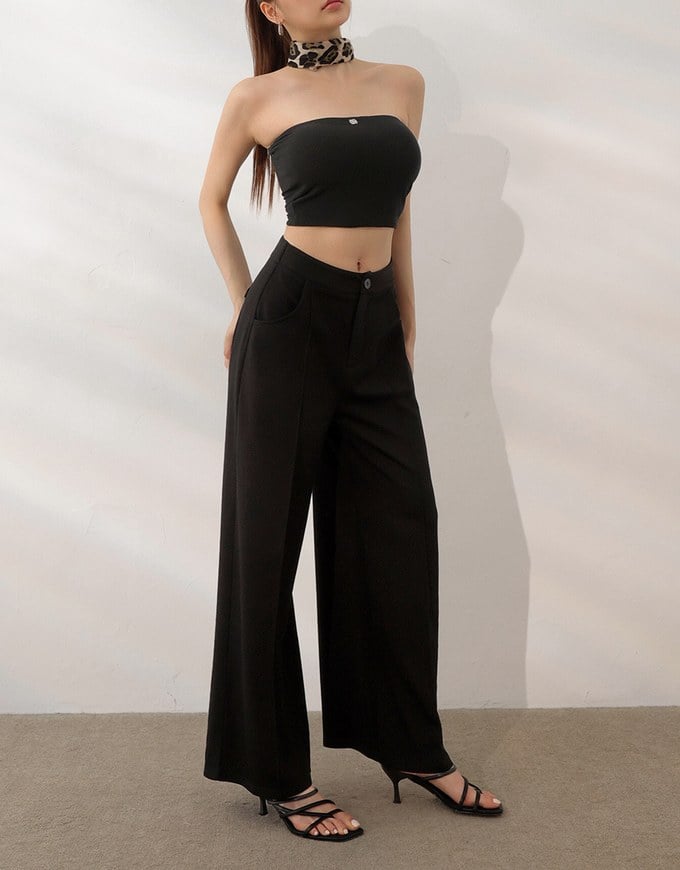 AIRY HOURGLASS Relaxed Fit Wide Leg Pants with Seam Detail