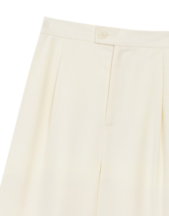 Textured Check High Waist Wide Leg Pleated Trousers