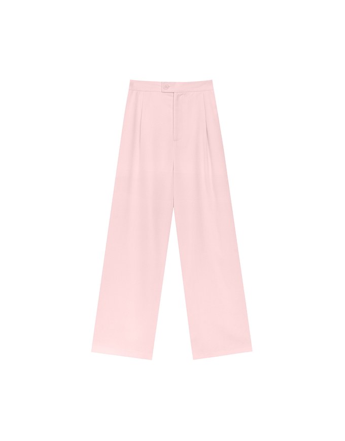 Textured Check High Waist Wide Leg Pleated Trousers