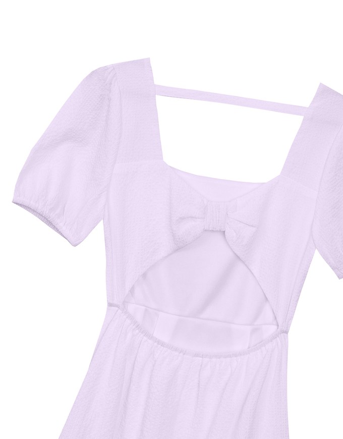 AIRY HOURGLASS Puff Sleeve A Line Mini Dress with Elegant Square Neckline