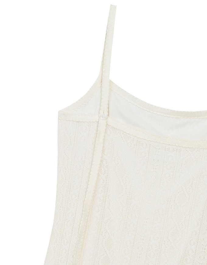 Cut Out Lace Knit Spaghetti Strap Cami Maxi Dress with Tassel Hem