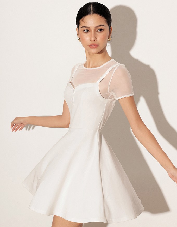 Sweetheart Neckline Flared Mini Dress ( Adjustable Straps)