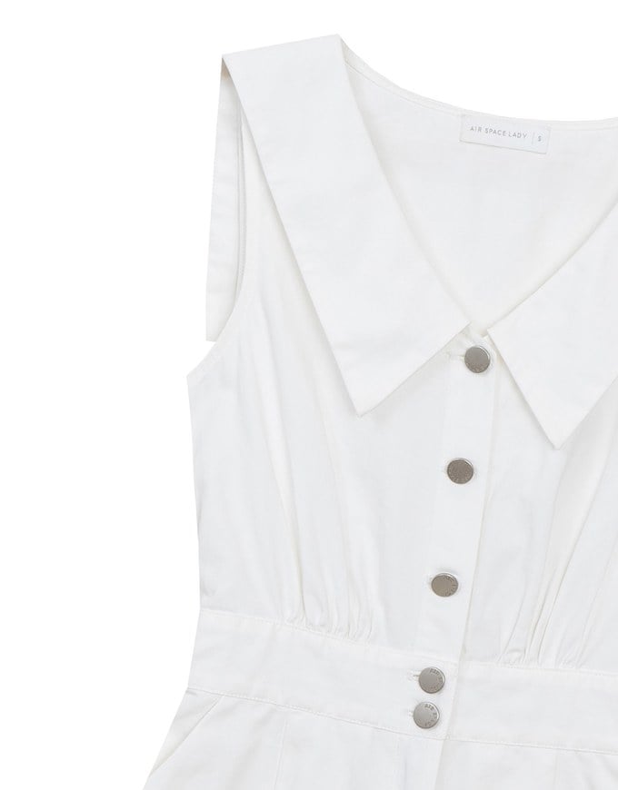 Sailor Collar Sleeveless Button Front Jumsuit