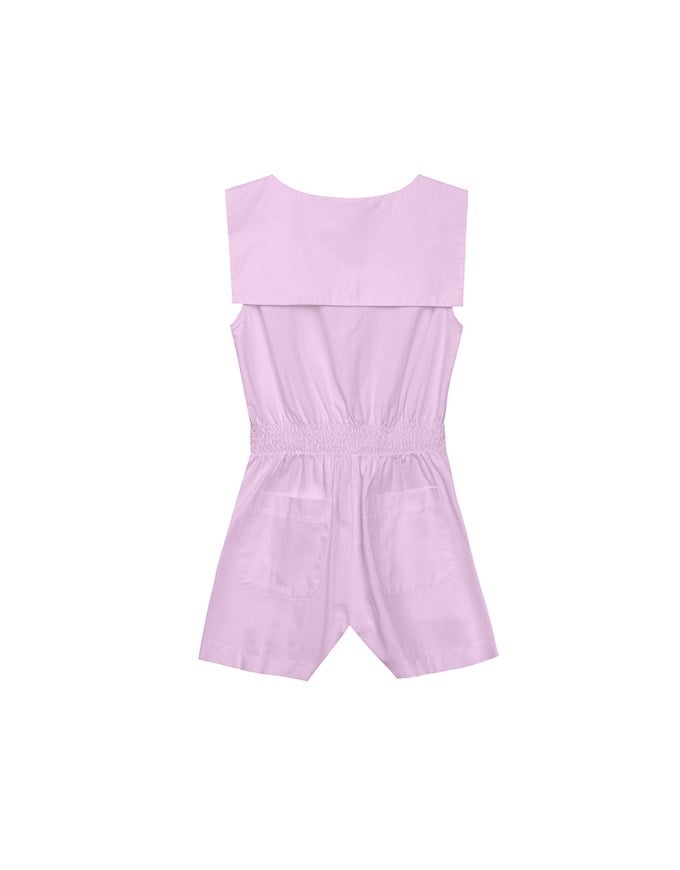 Sailor Collar Sleeveless Button Front Jumsuit
