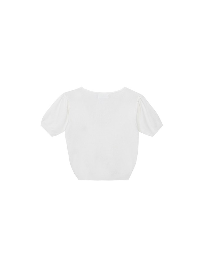 AIR SPACE Logo Embroidered V Neck Short Sleeve Knit Top