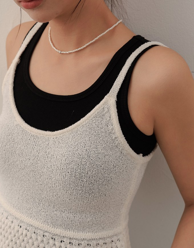 Textured Flare Hem Knit Peplum Cami Top