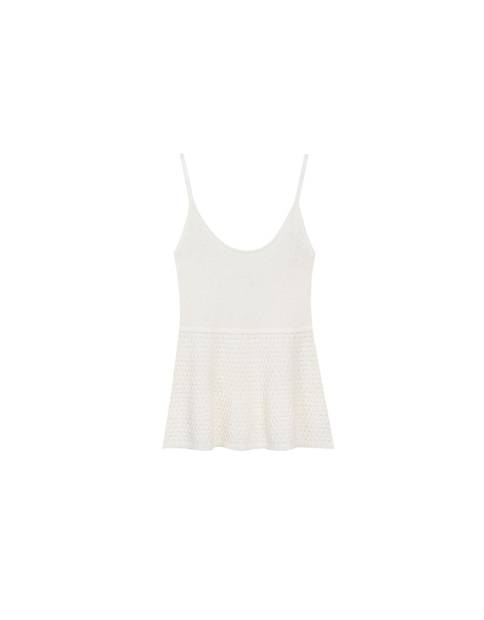Textured Flare Hem Knit Peplum Cami Top