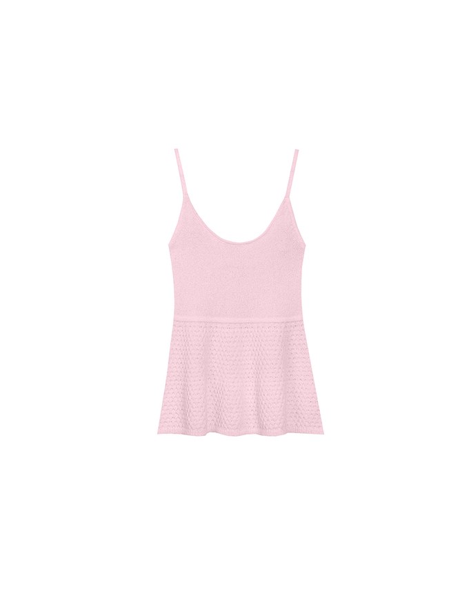 Textured Flare Hem Knit Peplum Cami Top