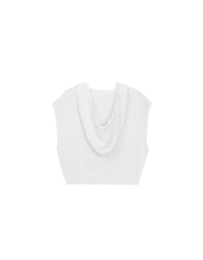 Sleeveless Knitted Zip Up Hoodie Vest Top