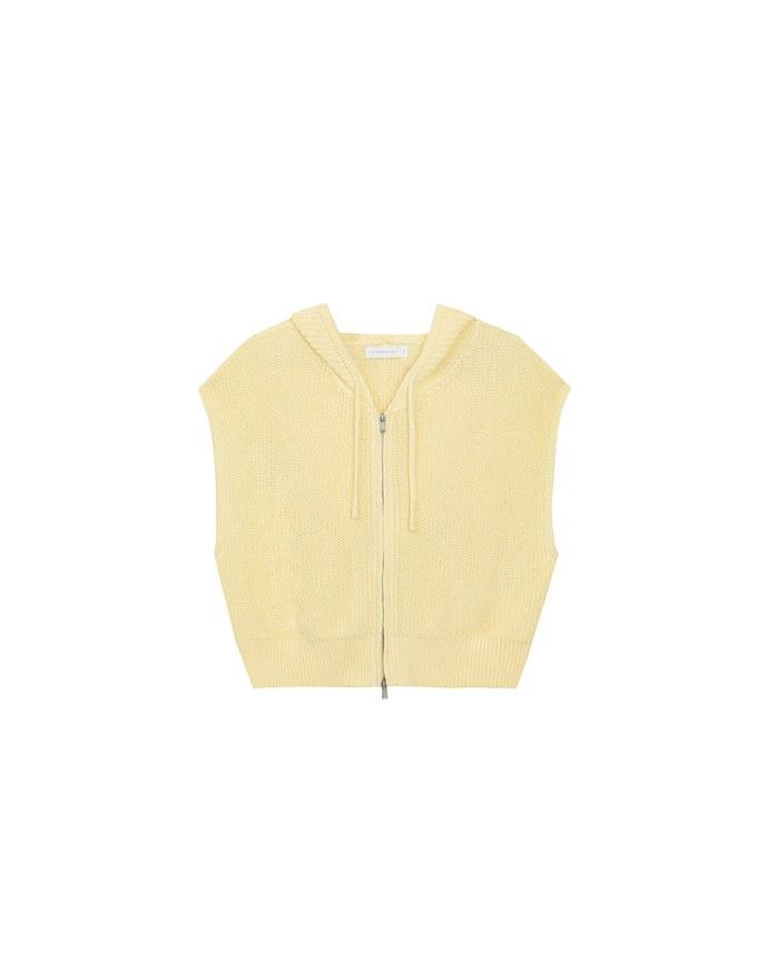 Sleeveless Knitted Zip Up Hoodie Vest Top