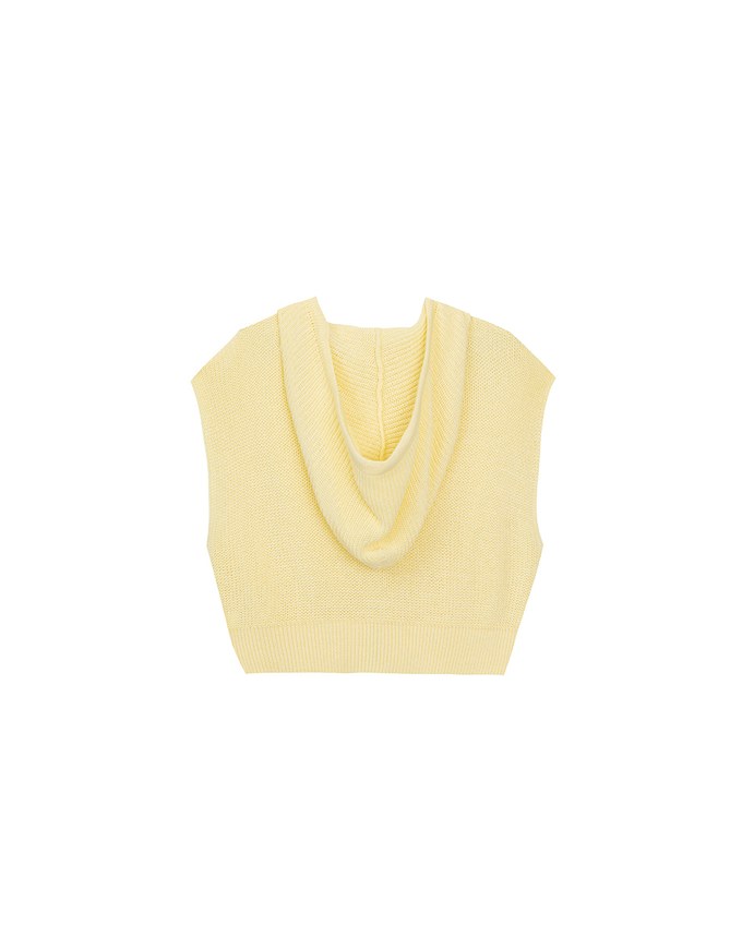 Sleeveless Knitted Zip Up Hoodie Vest Top