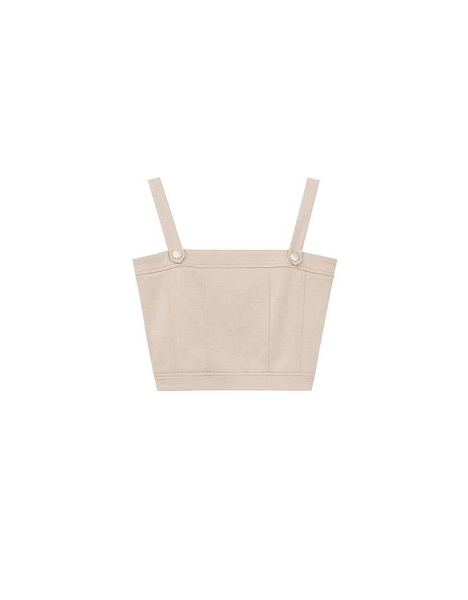 Square Neck Metal Clasp Strap Crop Tank Top