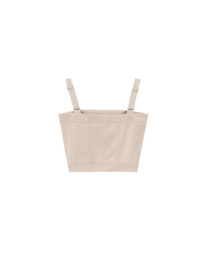 Square Neck Metal Clasp Strap Crop Tank Top