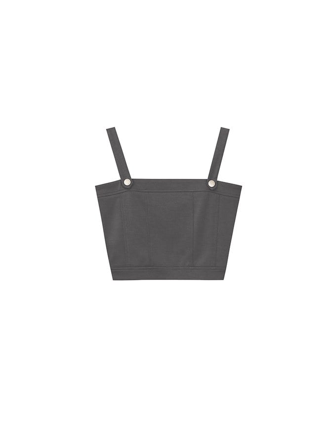 Square Neck Metal Clasp Strap Crop Tank Top