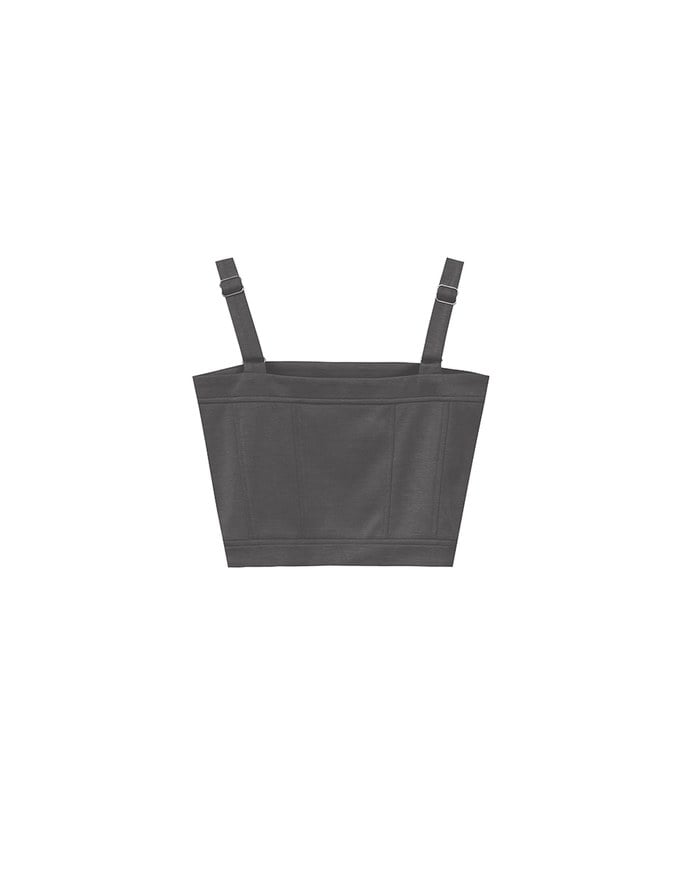 Square Neck Metal Clasp Strap Crop Tank Top