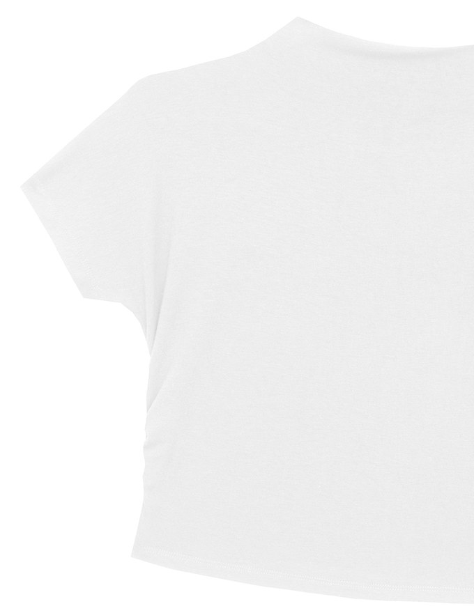 Side Ruched Mock Neck Fitted Crop Top