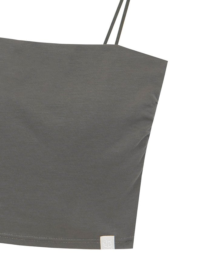 【Stain Resistant】Basic Spaghetti Strap Fitted Crop Cami Top