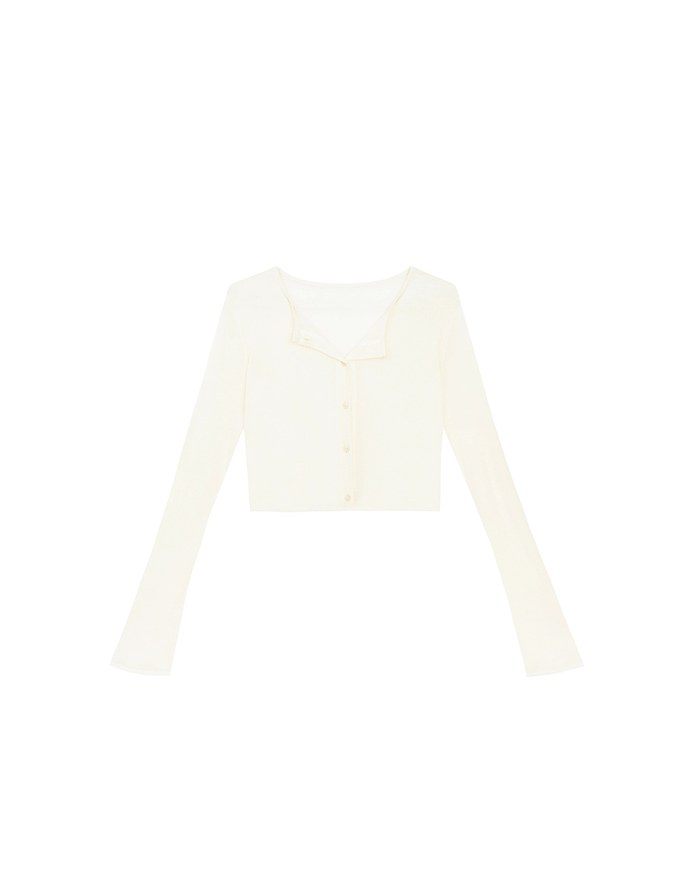 V Neck Fitted Crop Knit Cardigan Top