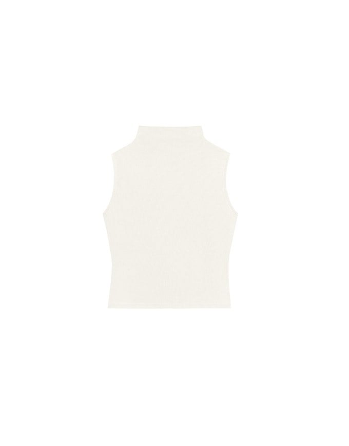Sleeveless Mock Neck Fitted Knit Top
