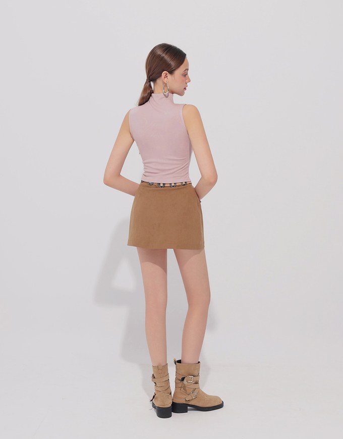 Sleeveless Mock Neck Fitted Knit Top