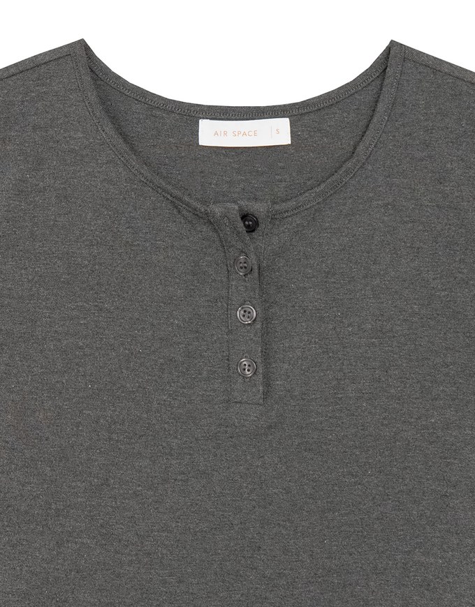 Button Front V Neck Fitted Crop Tee
