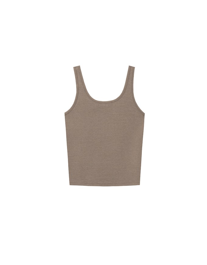 Metal Studded U Neck Ribbed Tank Top