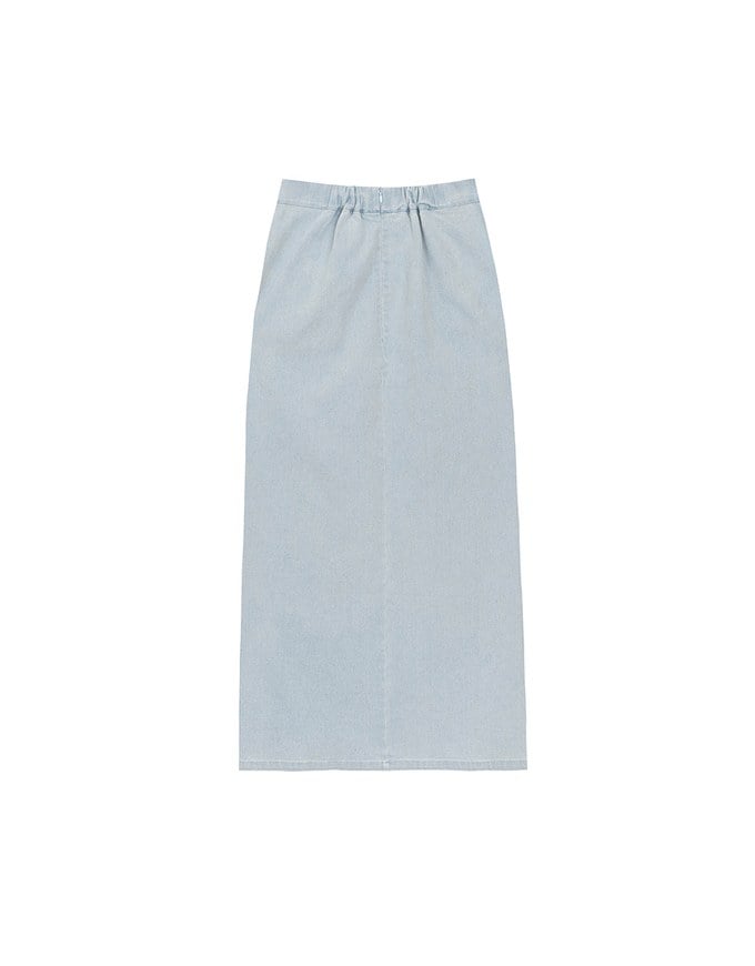 Qipao Skirt High Waist Side Slit Jeans Denim Cheongsam Qipao Maxi Skirt with Knot Button Detail