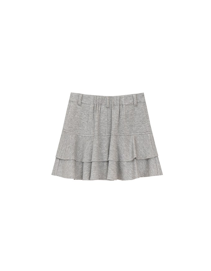 High Waist Layered Ruffle Hem Mini Skirt