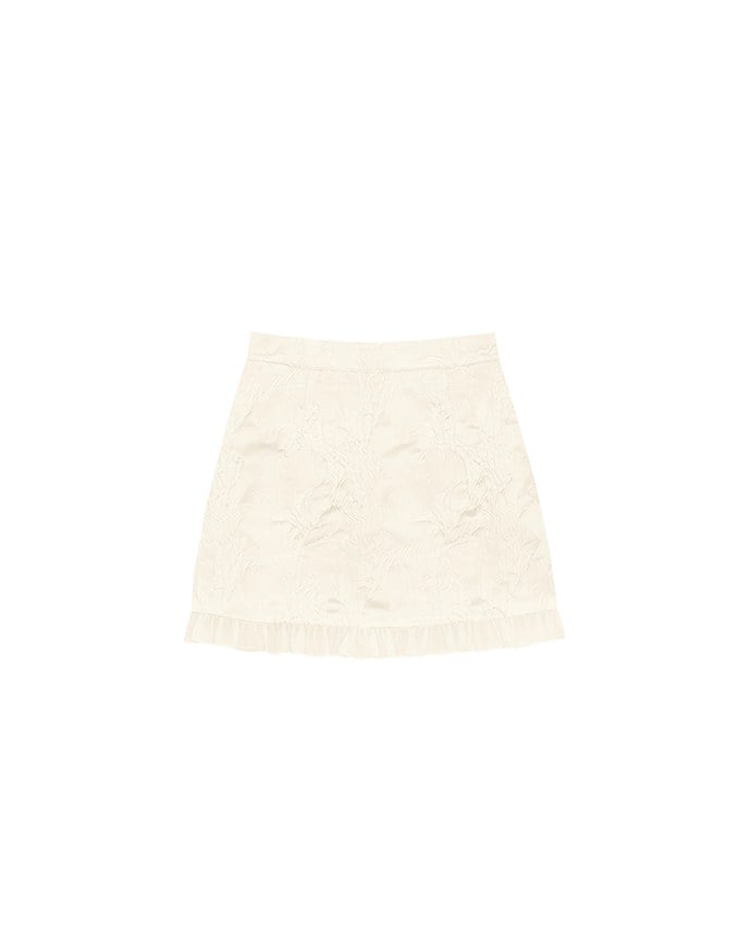 Qipao Skirt Floral Jacquard Design Cheongsam Qipao Mini Skirt with Ruffle Hem