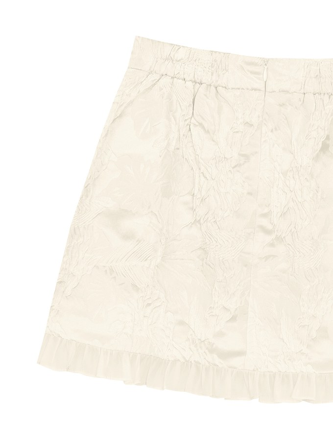Qipao Skirt Floral Jacquard Design Cheongsam Qipao Mini Skirt with Ruffle Hem