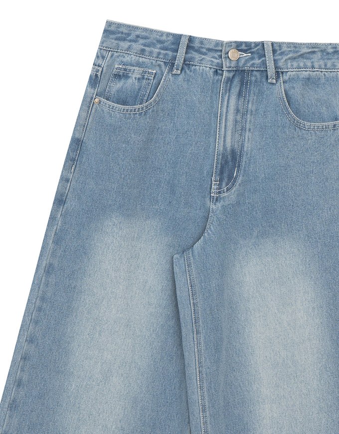Mid Rise Vintage Washed Wide Leg Jeans Denim Pants