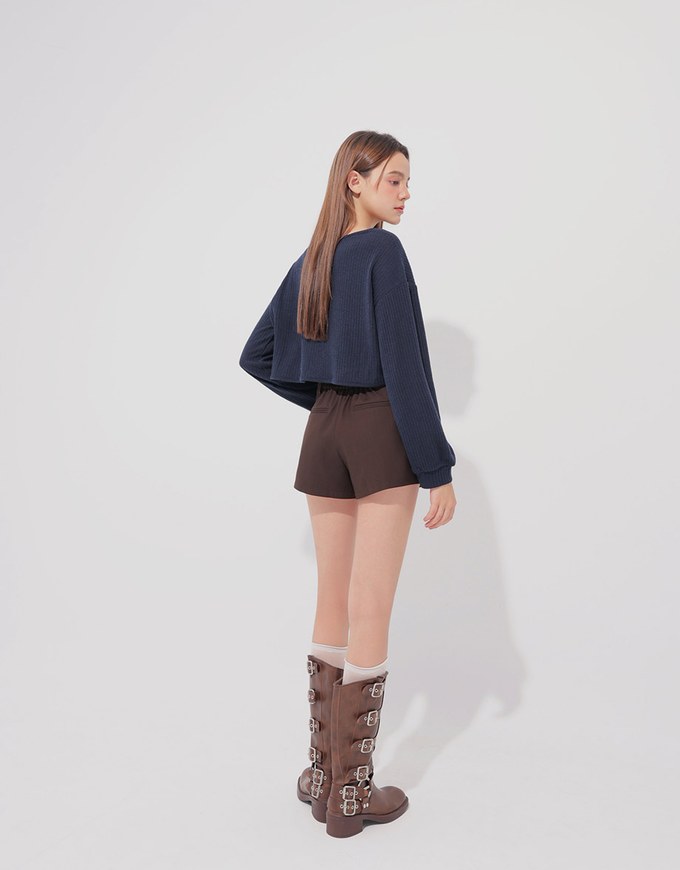 Tailored High Waist Shorts with AIR SPACE Logo Embroidery