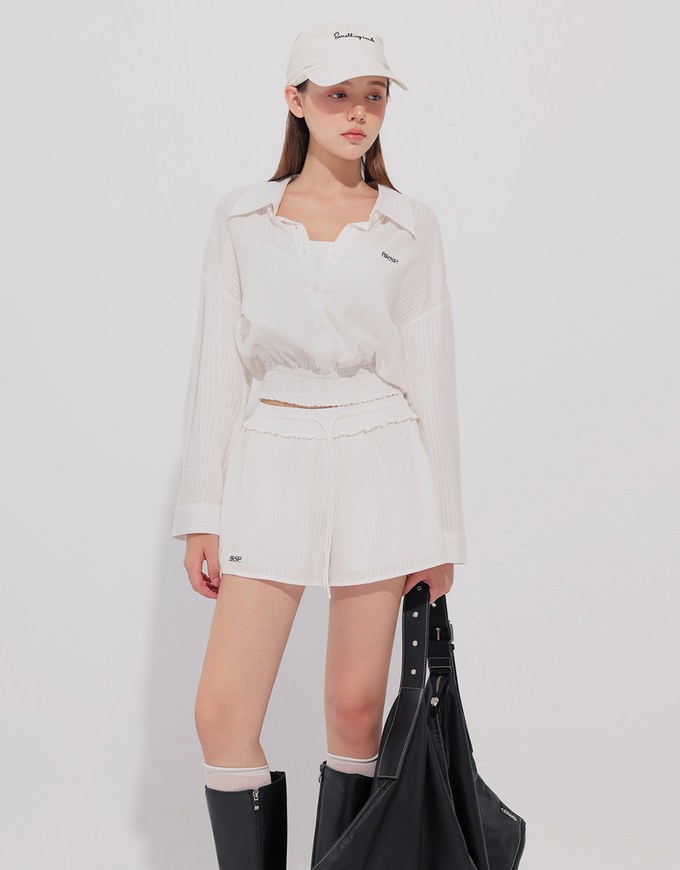 AIR SPACE Logo Embroidered Striped Drawstring Waist Casual Shorts