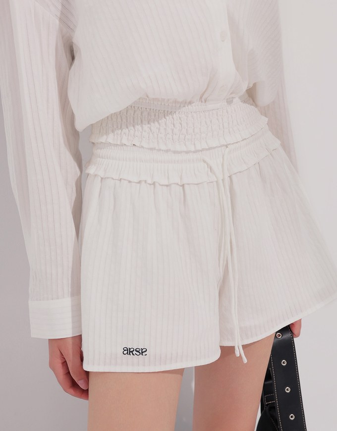 AIR SPACE Logo Embroidered Striped Drawstring Waist Casual Shorts