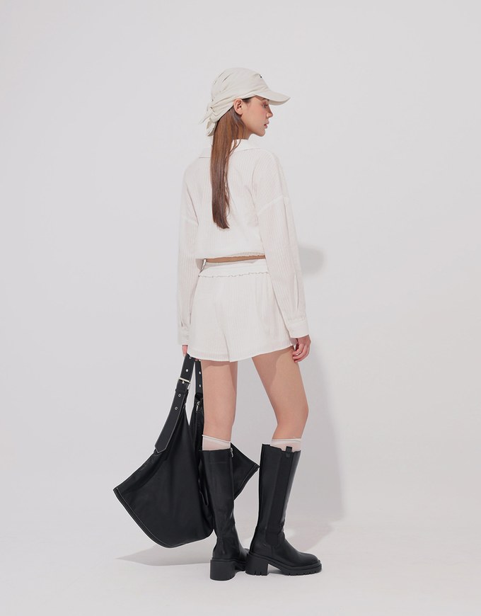 AIR SPACE Logo Embroidered Striped Drawstring Waist Casual Shorts