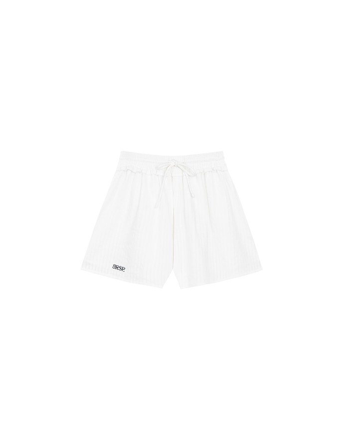 AIR SPACE Logo Embroidered Striped Drawstring Waist Casual Shorts