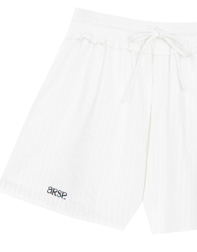 AIR SPACE Logo Embroidered Striped Drawstring Waist Casual Shorts
