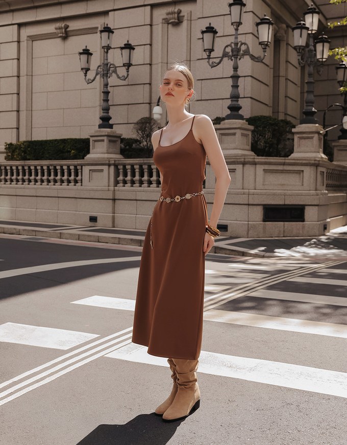 AIRY HOURGLASS Spaghetti Strap Back Cut Out Padded Cami Maxi Dress