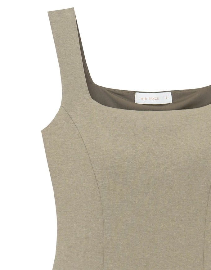 AIRY HOURGLASS Classic Square Neck Wide Strap Fitted Padded Mini Dress