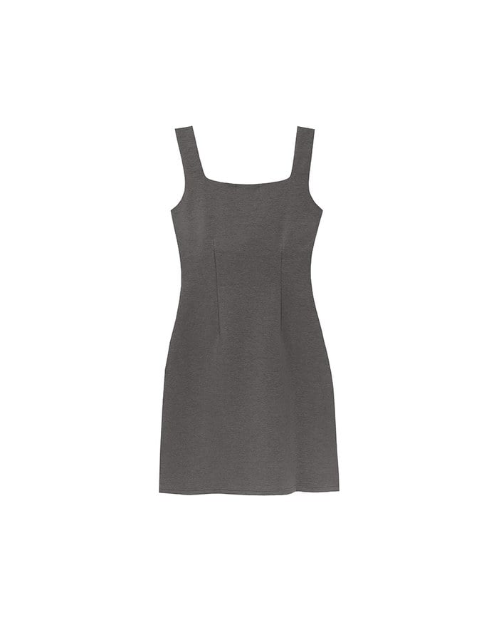 AIRY HOURGLASS Classic Square Neck Wide Strap Fitted Padded Mini Dress