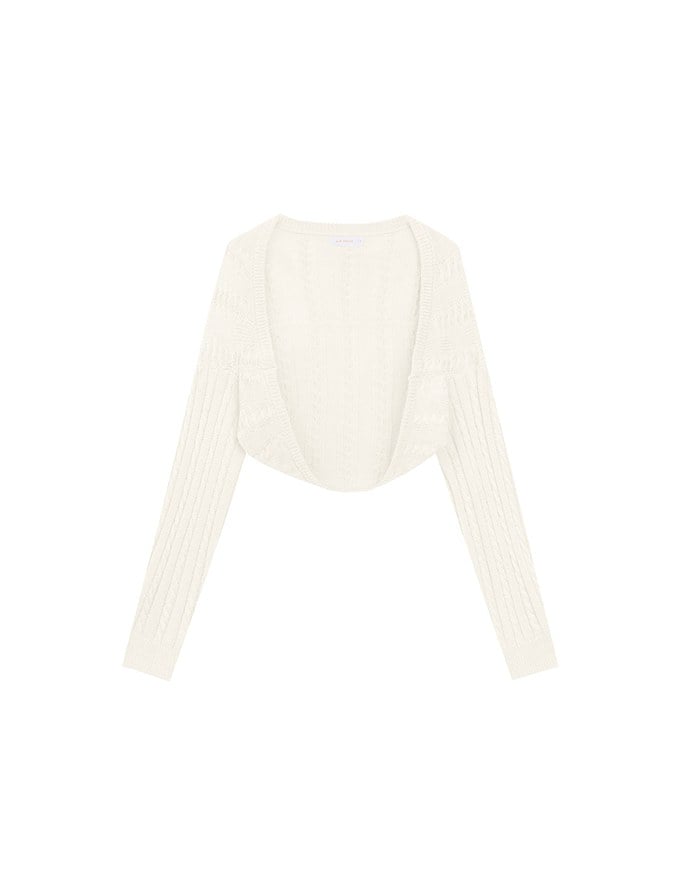 Cable Knit Long Sleeve Cropped Shrug Cardigan