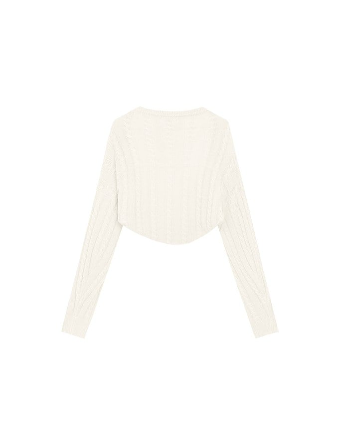 Cable Knit Long Sleeve Cropped Shrug Cardigan