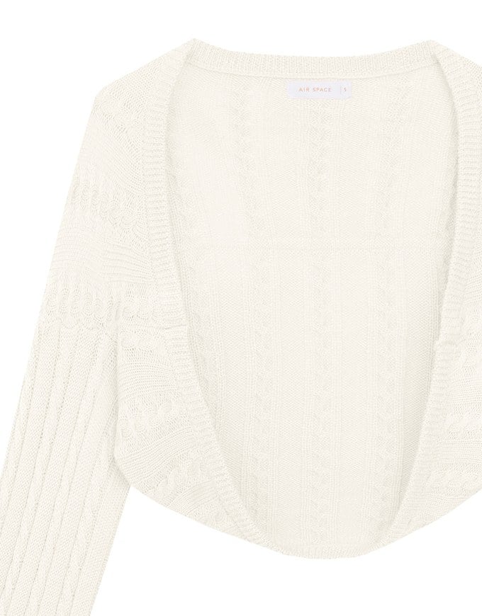 Cable Knit Long Sleeve Cropped Shrug Cardigan