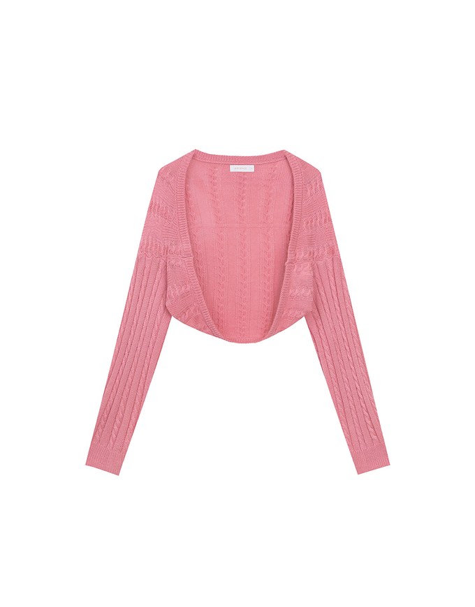 Cable Knit Long Sleeve Cropped Shrug Cardigan