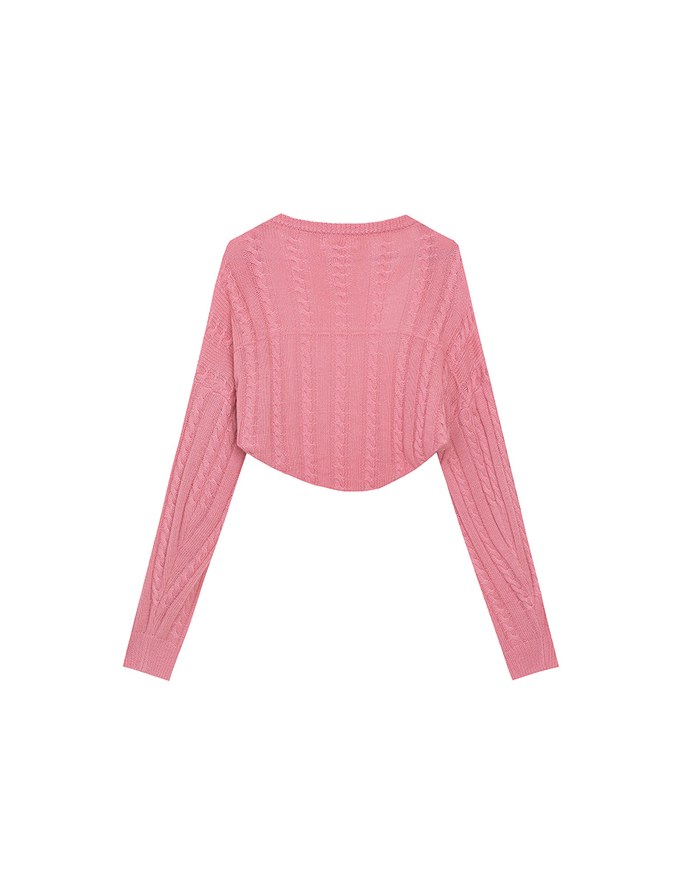 Cable Knit Long Sleeve Cropped Shrug Cardigan