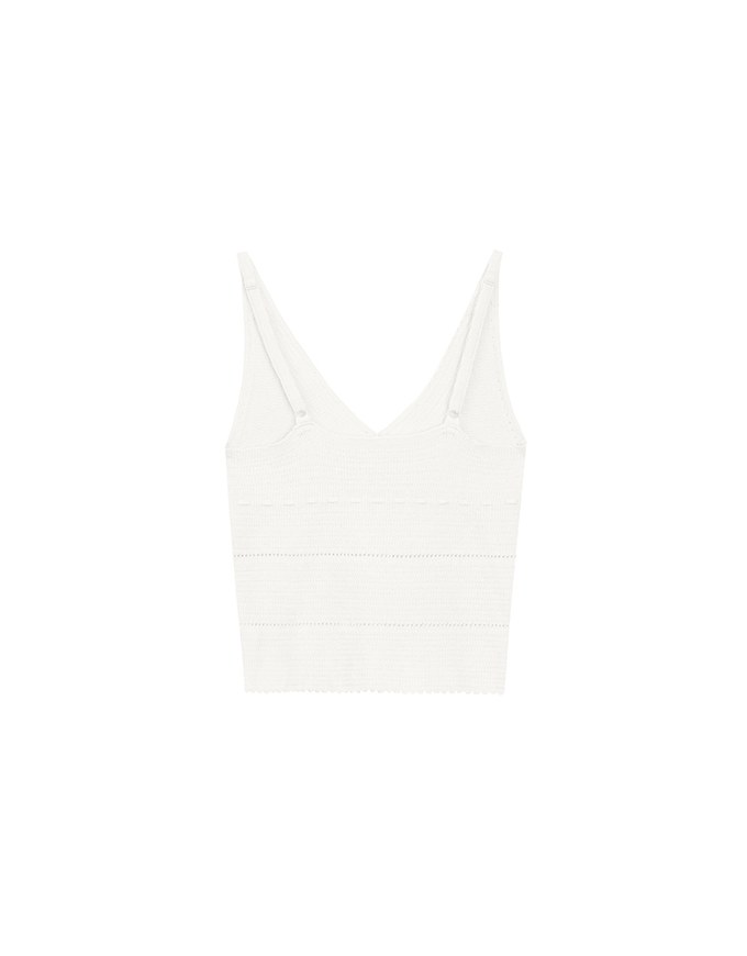 Ribbed Knit Sleeveless Crop Crochet Top with Bow